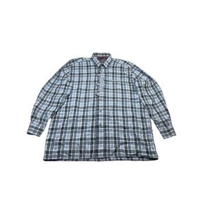 Classic Est 2001 Shirt Mens XL Blue Plaid Cotton Patchwork Long Sleeve Button-UP